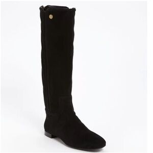 Tory Burch Irene Black Suede Leather Riding Boots Size 5 MSRP $495